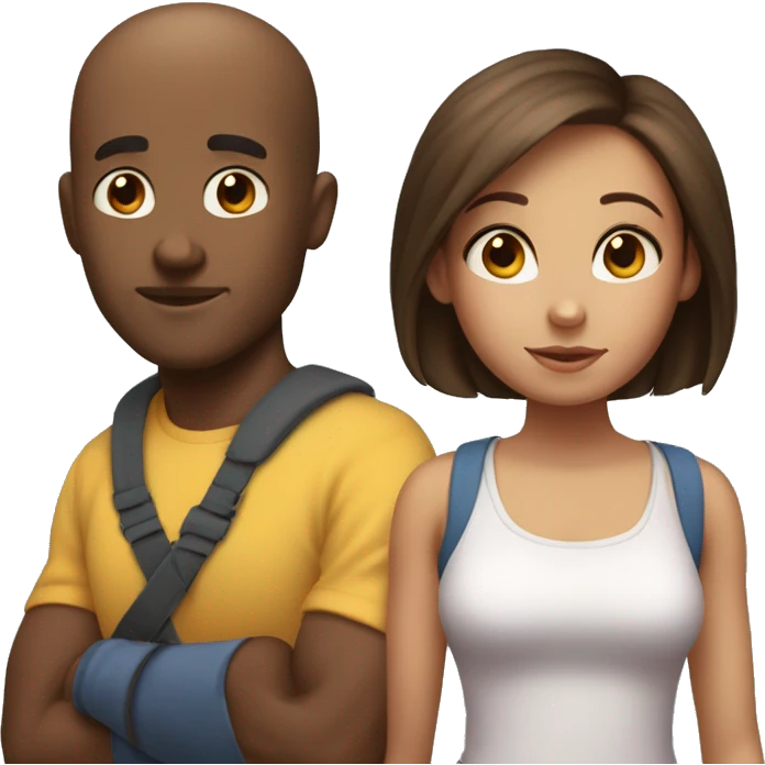 Four members of a casual family. Dad who are tall, bald and muscular. Mom who has fair hair and nice. Big sis who has fair hair. Lil sis who has brown hair emoji