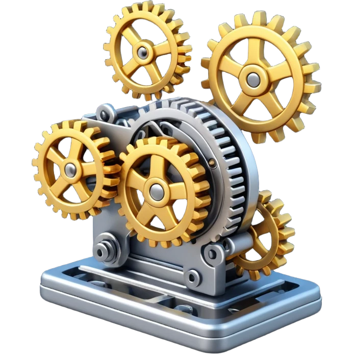 A 3D emoji in iOS emoji aesthetic style of a mechanical device with gears and springs, symbolizing a triggered trap or mechanism. emoji