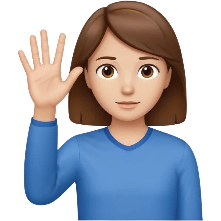 Mach mir einen Tyoen mit braunen haaren der mit seiner linken hand zur seite zeigt emoji