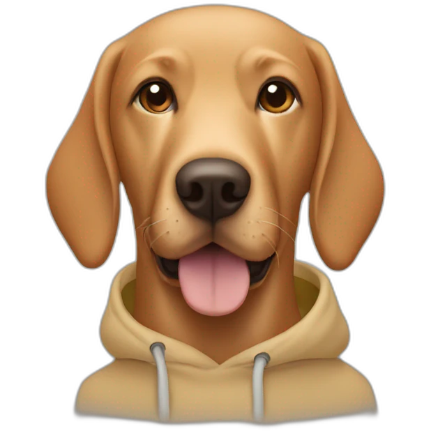 Ginger Labrador with two brown haired woman one wearing a hoody the other wearing a sweater  emoji