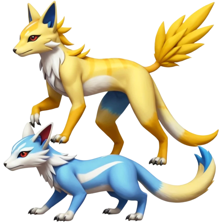 Latias-Vernid-Lombax-Renamon-Zeraora-Bastet-Fakémon-hybrid-fusion-creature, full body emoji