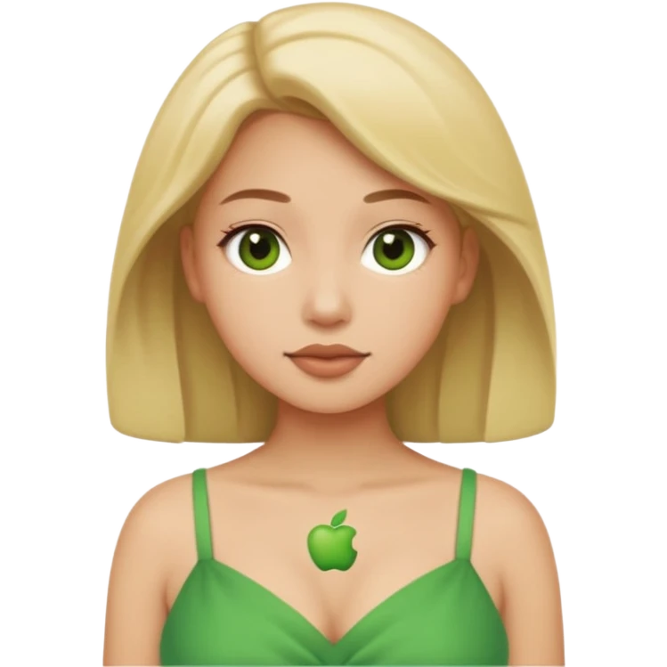 minimal cartoonish breasts, light skin tone, apple emoji style emoji