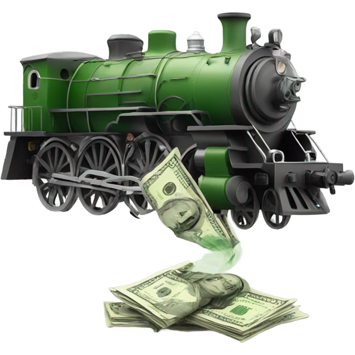 Locomotive blowing out money  emoji