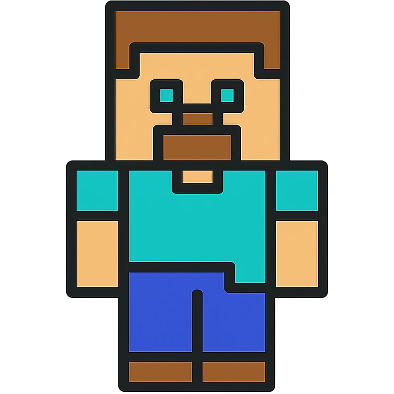 minecraft steve, color outline icon emoji