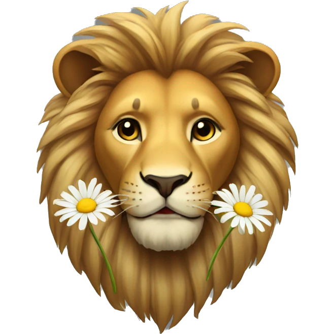 Lion with a daisy emoji