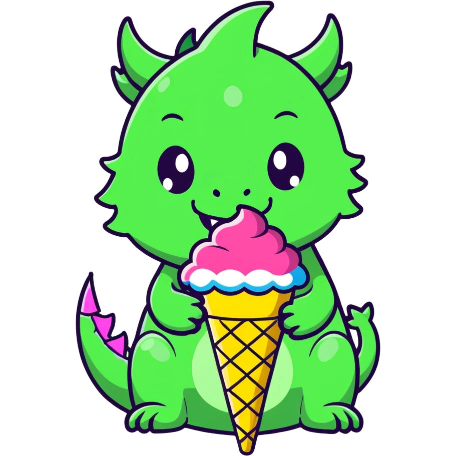 Dragon eating a snowcone  emoji