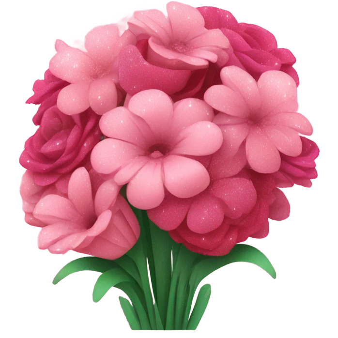 Pink ombre bouquet of flowers with glitter  emoji
