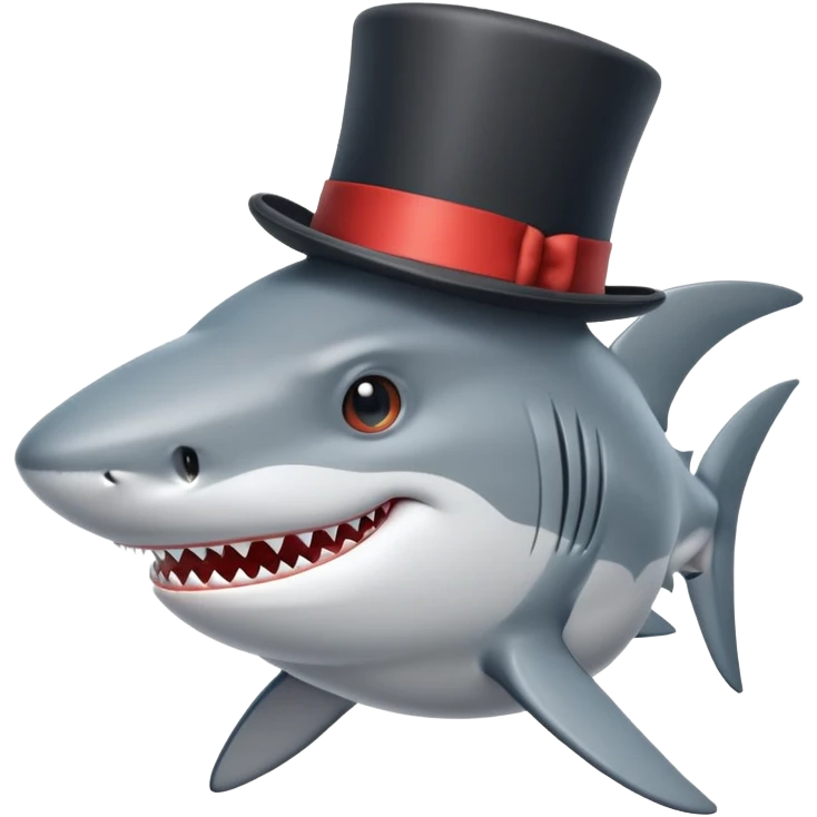 Shark with a top hat emoji