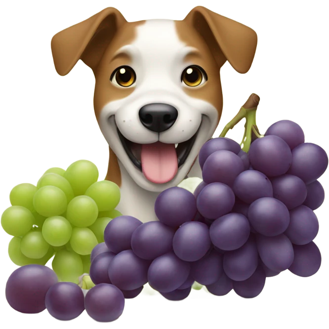 Dog eating grapes emoji