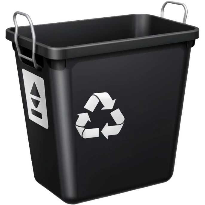 empty black BIN WITH "ELECTRONIC" WORD IN IT.  emoji