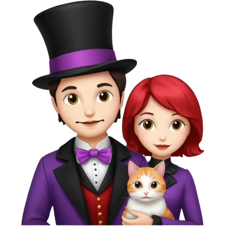 magician couple and their pet cat emoji