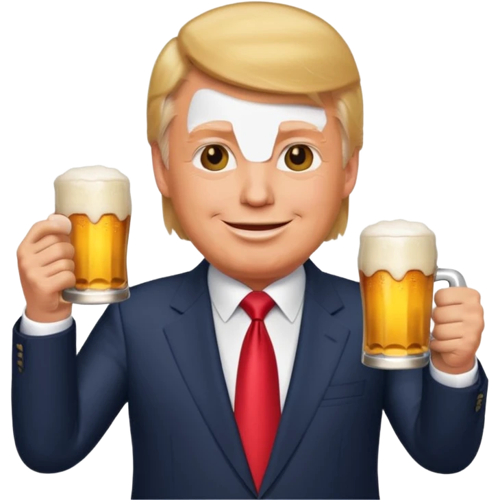 Donald Trump holding a beer, emoji style, wearing a suit emoji