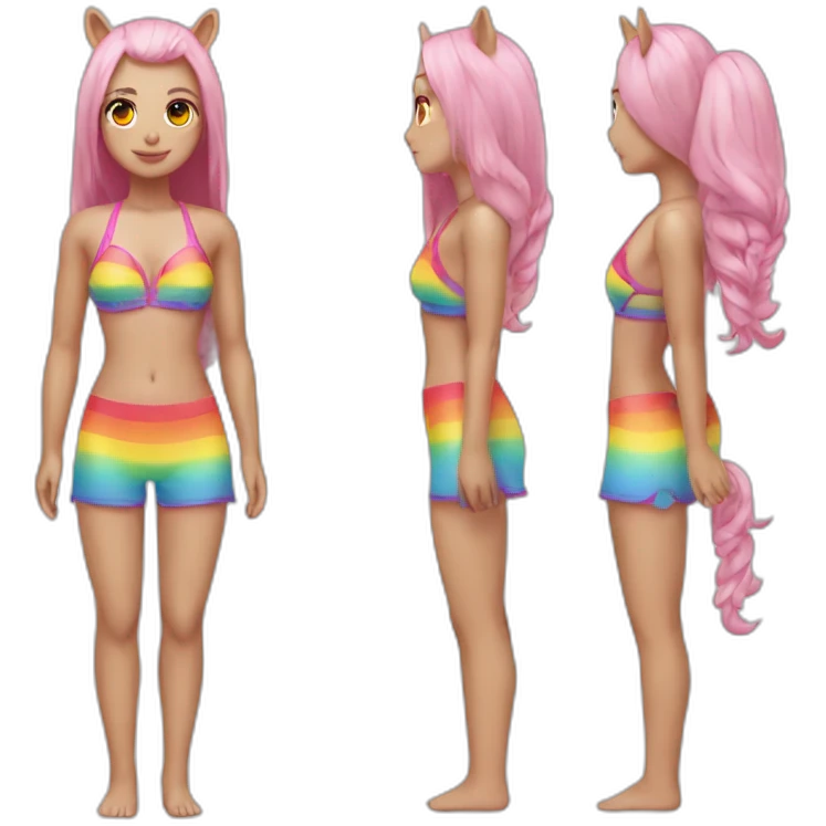 hot-zero-two-with-swim-suit-rainbow-unicorn emoji