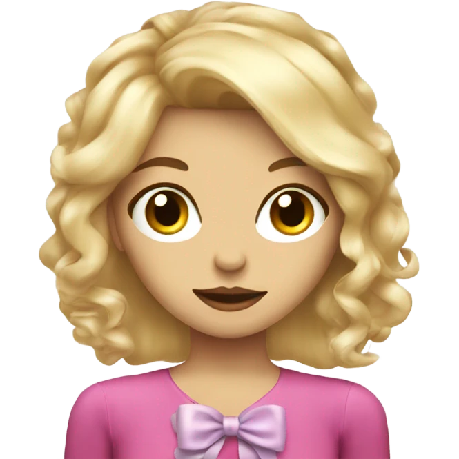 blondie girl with a coquette ribbon emoji