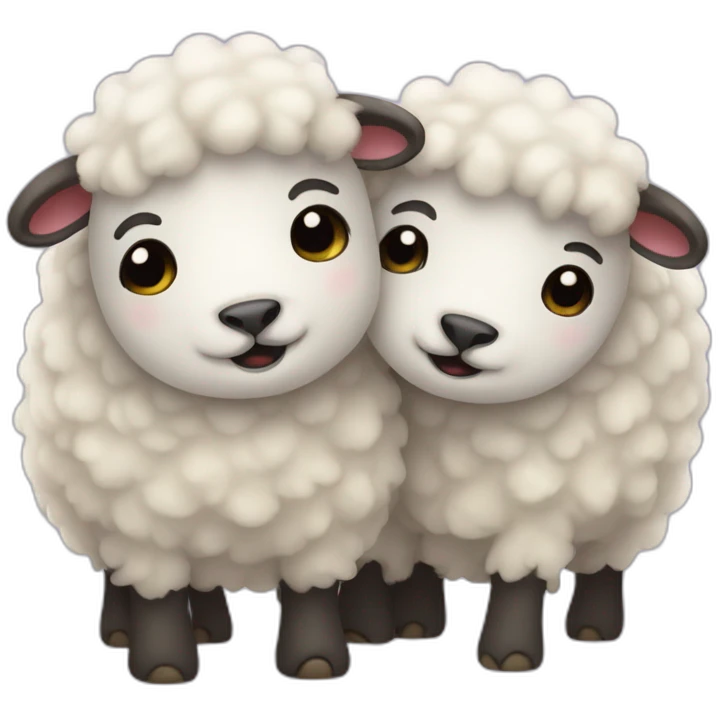 Two fluffy sheep hugging  emoji