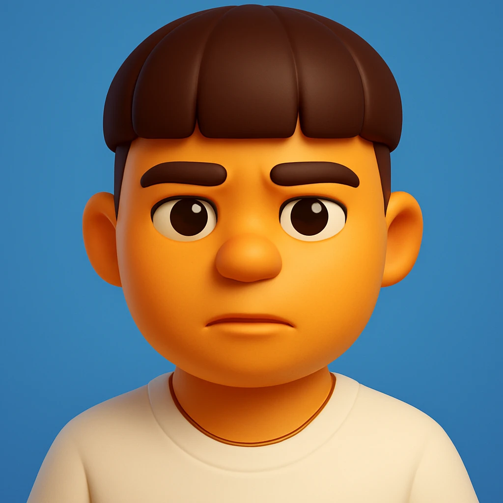 Transform this photo into a 3D emoji style portrait, keeping the main facial features and expression, with a smooth, rounded, cartoon-like look and vibrant colors. Emulate the Microsoft style 3D fluent emojis with a vibrant and smooth cartoonish appearance. emoji