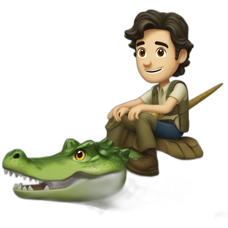 Billy crudup young riding a crocodile emoji
