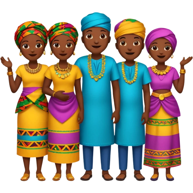 African parents in African attires, joyful expressions, emoji style emoji