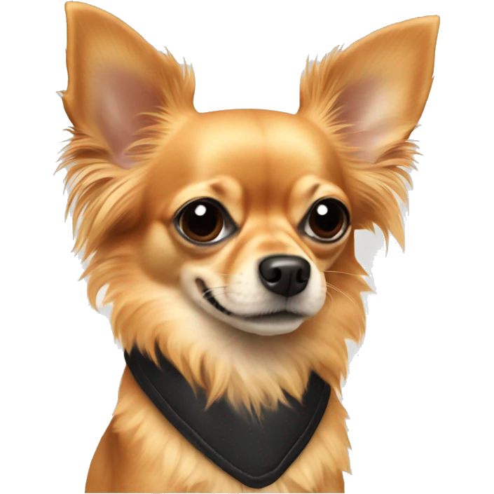 all orange long haired chihuahua with black muzzle emoji