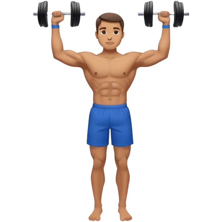 man with blue shorts doing side-lateral raise (T pose) emoji