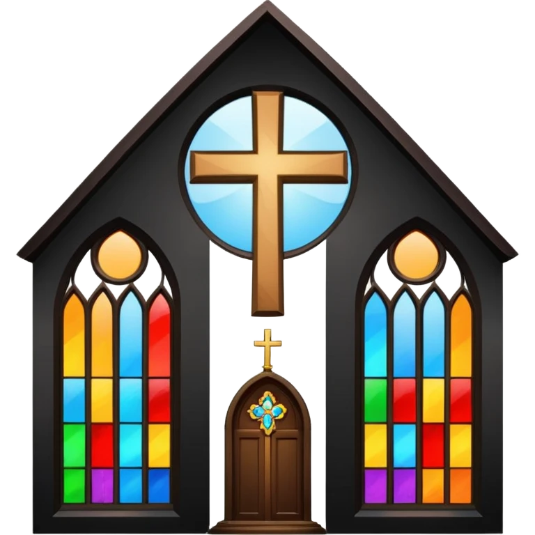 Catholic church with cross and colourful glass windows emoji