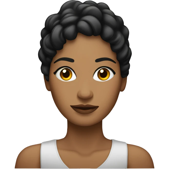 Mujer morena con coleta, ojos negros emoji