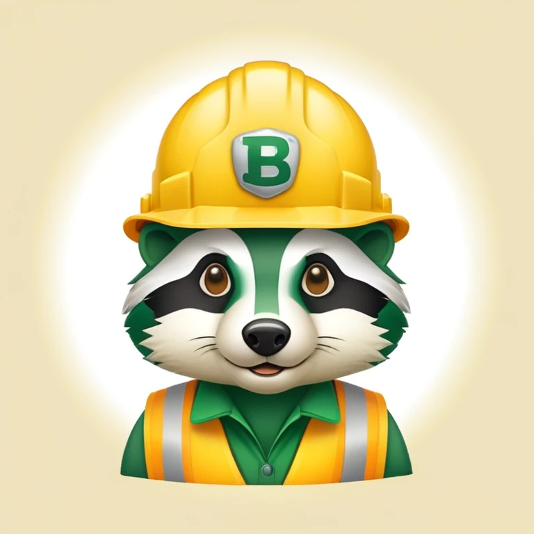 Green Badger logo wearing yellow construction hat  emoji