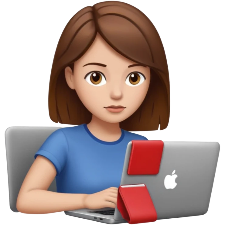 woman with brown hair using laptop emoji