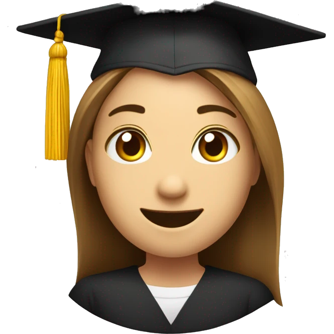 A student in a graduation form and keep a diplom, smiling  emoji