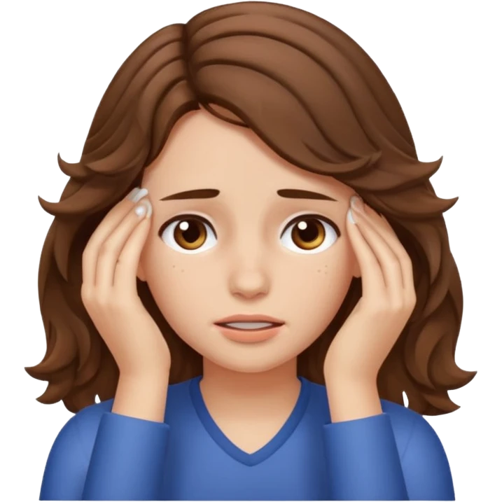 tired girl with fair wavy hair, wipes away sweats from the forehead  emoji