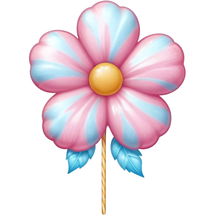 Fluffy cotton candy flower with shiny, glazed sugar strands and glistening highlights emoji
