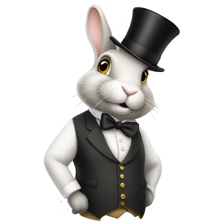 rabbit wearing a waistcoat and monocle and top hat emoji