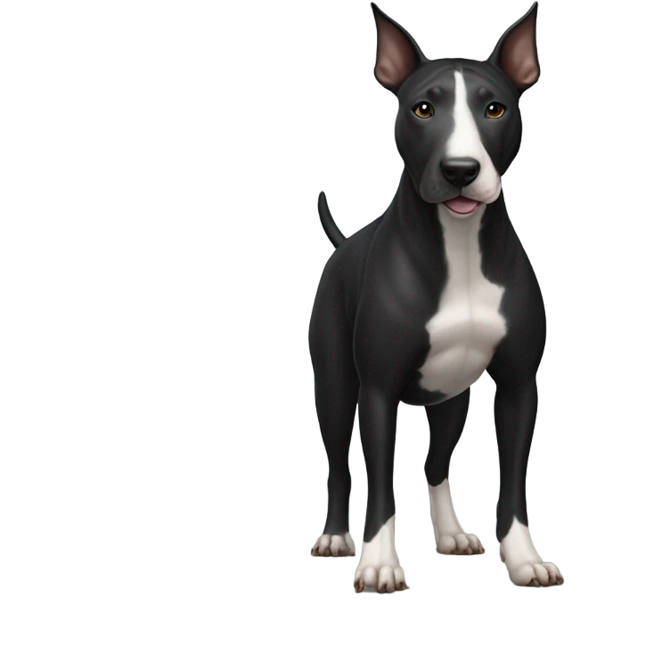 realistic black bull terrier  indoors emoji
