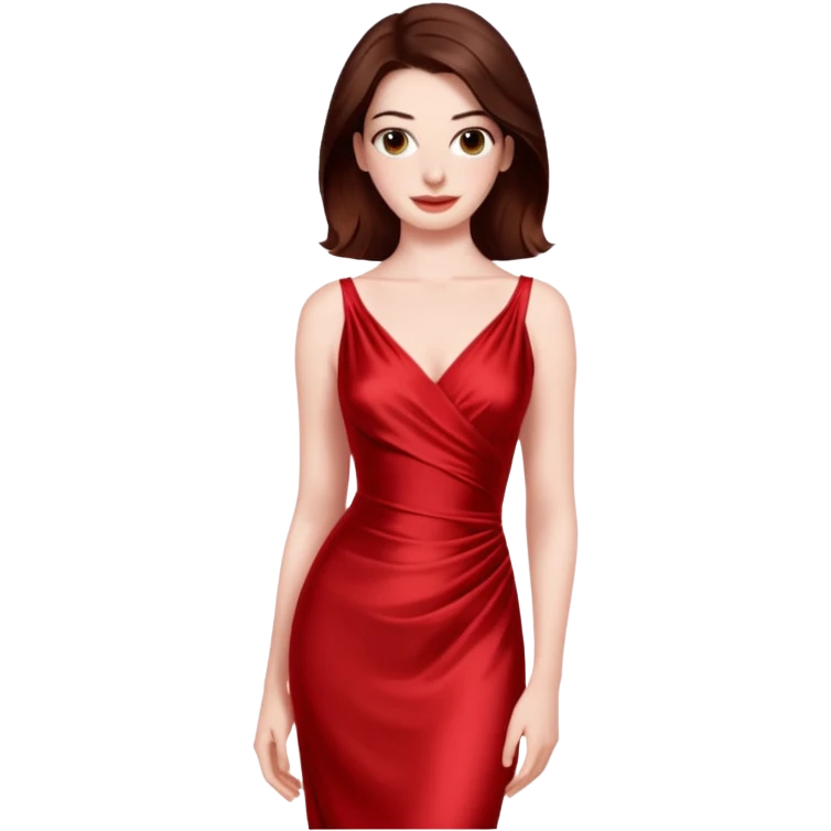 Anne Hathaway in red dress, hot emoji