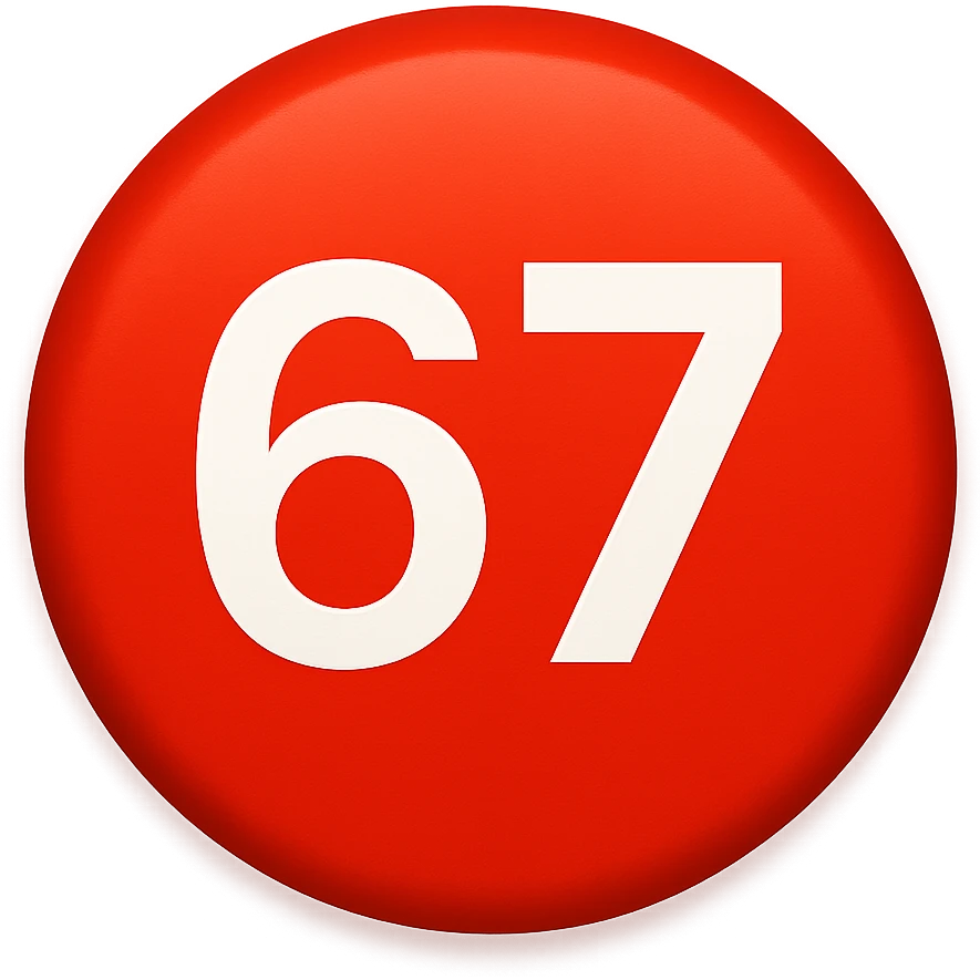 red circle emoji that says "67" emoji
