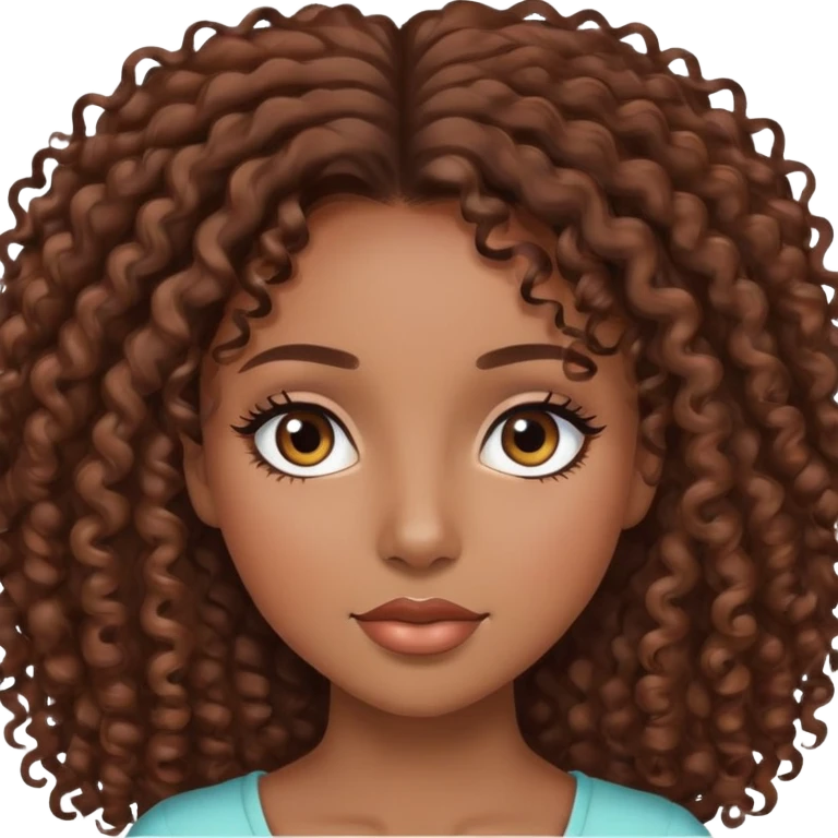 Pretty black girl with brown curly hair and eyelashes emoji