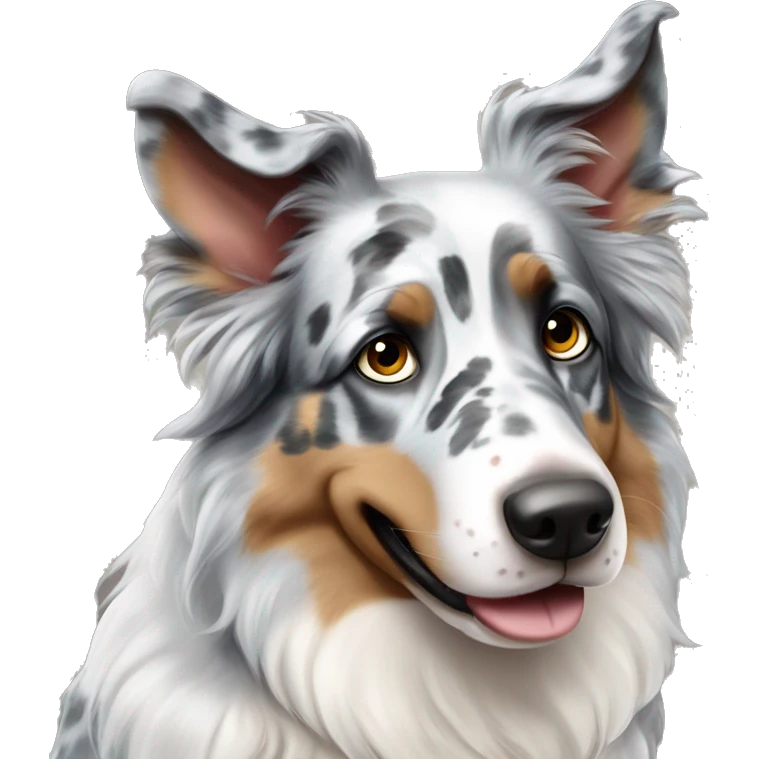 Blue Merle Australia shepherd . One eye brown the other blue  emoji