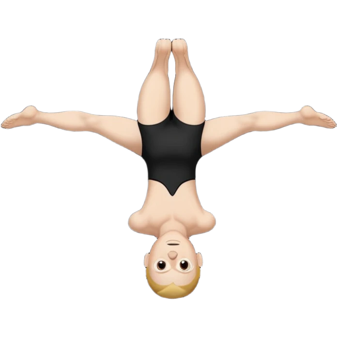 a white person with their body turned upside down on a black background emoji