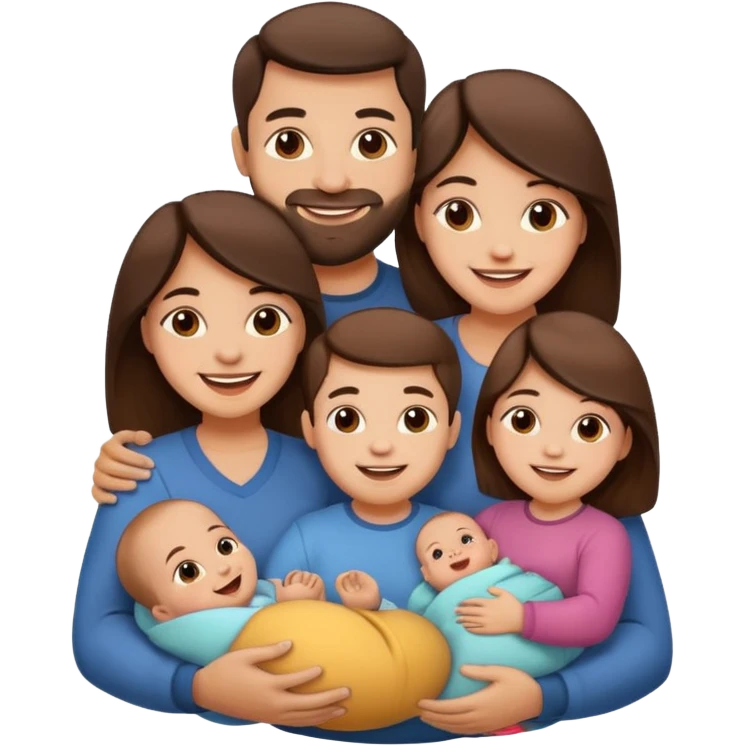 brown family with mom dad daughter son and baby emoji