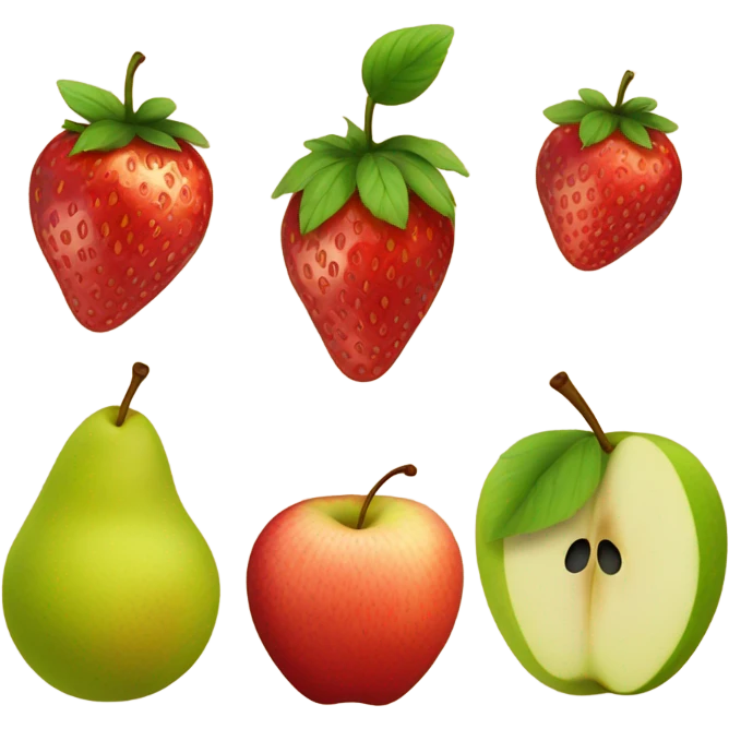 Strawberry, pear, apple emoji