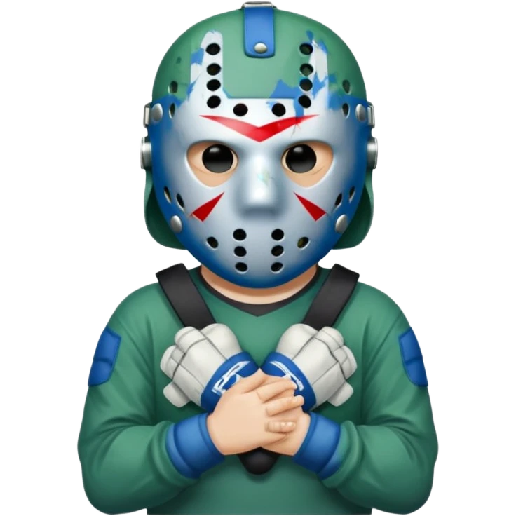 a cartoon image of Jason Voorhees, looking cute, with his hands together in front of him emoji