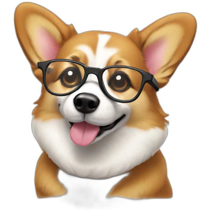 full-height sit Corgi with glasses emoji