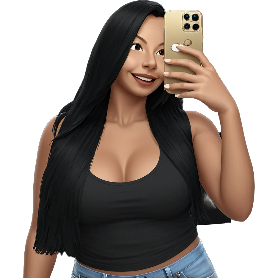 smiling girl taking selfie emoji