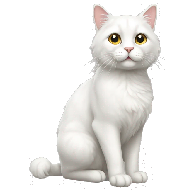 furry white cat, full body emoji