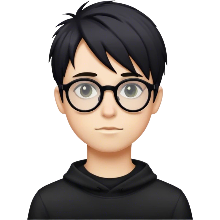 Emo hair, eyeliner, glasses, boy emoji