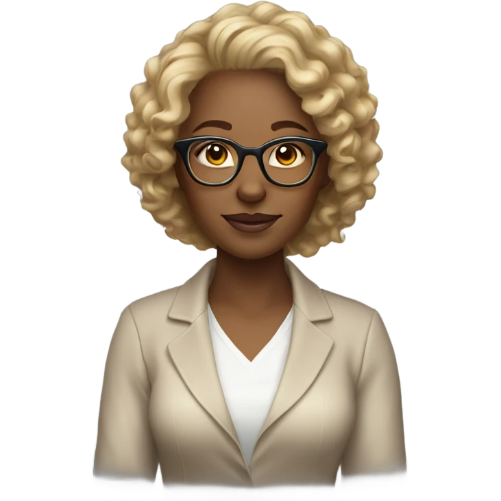 Gorgeous light brown woman with blonde curly hair and glasses emoji