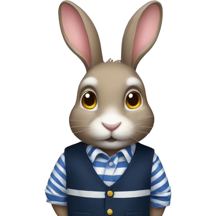 Rabbit wearing stripe shirt and navy vest emoji