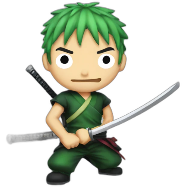 zoro from one piece with his 3 katana emoji