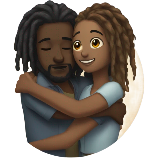 Neo soul dread head couple hugging  emoji