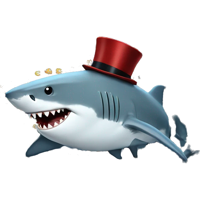 shark whih tophat with shark with tophat emoji